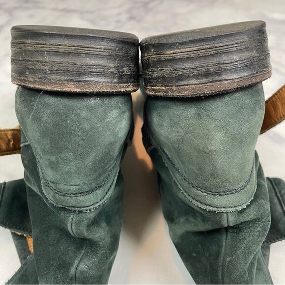 Fiorentini + Baker Dark Green Nubuck Suede Moto Biker Boots - Picture 10 of 11